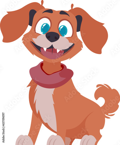 Intelligentbeat getting to be flushed canine. Canine smiling. Cartoon style  Vector Illustration