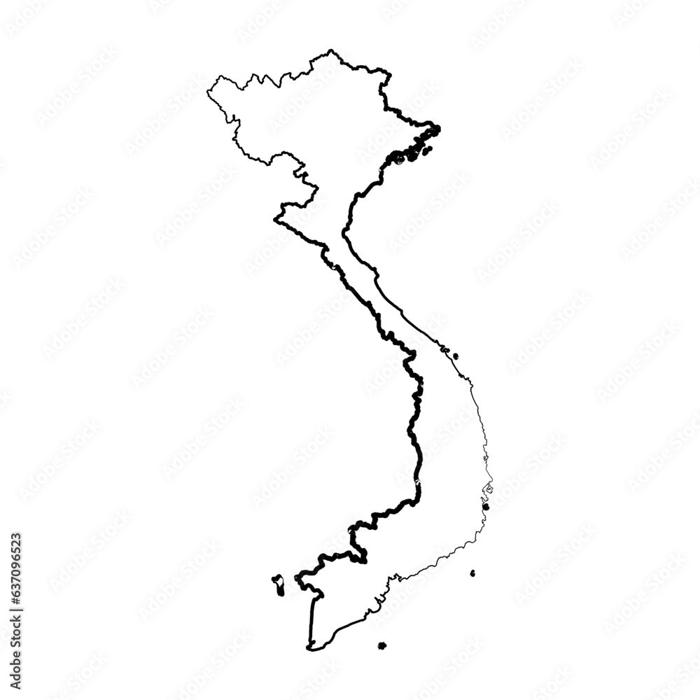 Hand Drawn Lined Vietnam Simple Map Drawing Hand Drawn Lined Vietnam Simple Map Drawing