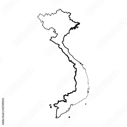 Hand Drawn Lined Vietnam Simple Map Drawing