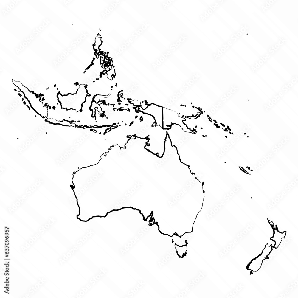 Hand Drawn Oceania Map Illustration