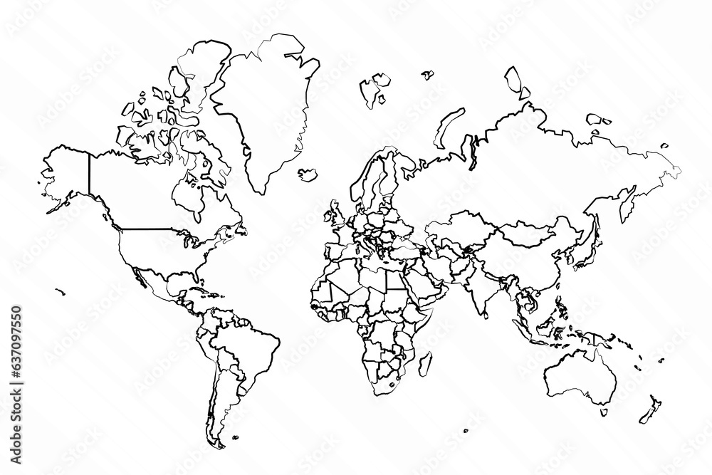 Fototapeta premium Hand Drawn World Map Illustration