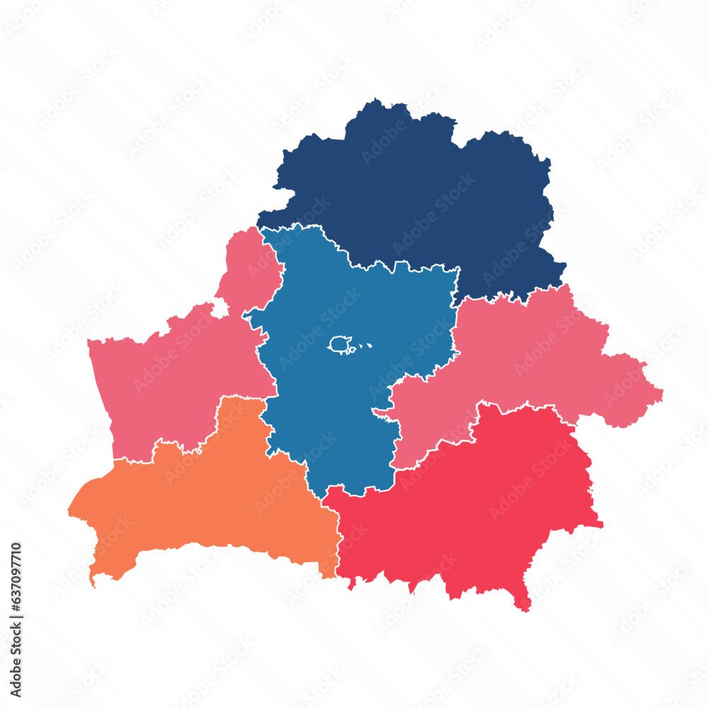 Multicolor Map of Belarus With Provinces Multicolor Map of Belarus With Provinces