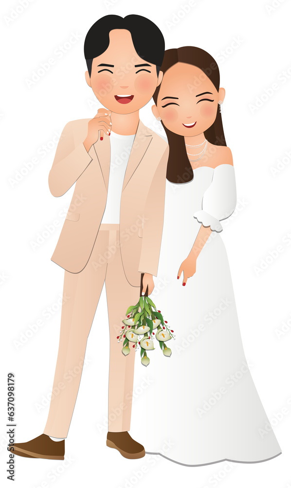 Wedding invitation card the bride and groom cute couple cartoon character Wedding invitation card the bride and groom cute couple cartoon character