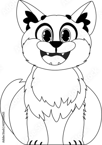 Cleverly cat in a organize orchestrate, remarkable for children's coloring books. Cartoon style, Vector Illustration