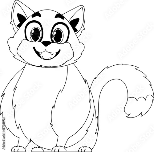 Cleverly cat in a organize organize, remarkable for children's coloring books. Cartoon style, Vector Illustration