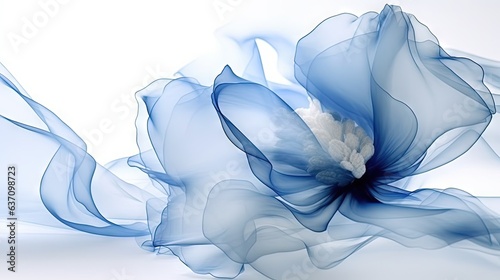  a blue flower with a white center on a white background.  generative ai
