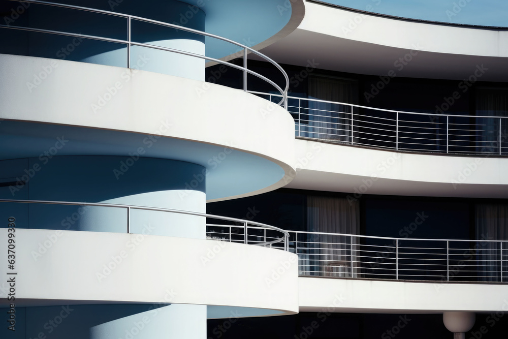 Obraz premium Geometric building in minimalist and sleek style with bright and soft lighting. AI generated