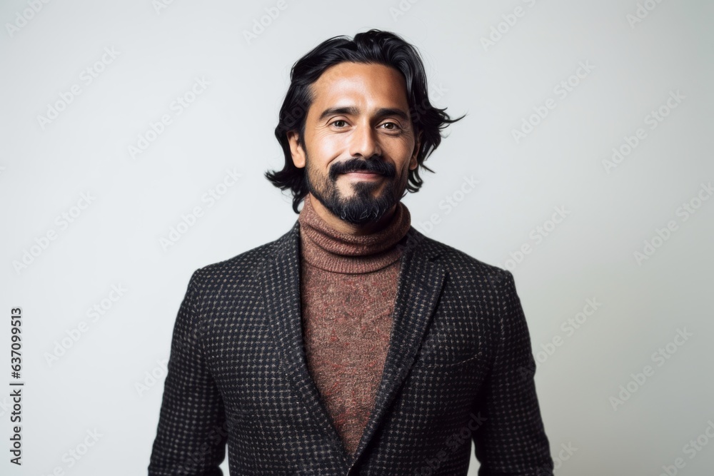 Lifestyle portrait of an Indian man in his 30s in a minimalist background Lifestyle portrait of an Indian man in his 30s in a minimalist background