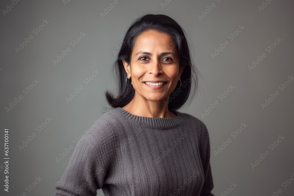 Group portrait of an Indian woman in her 40s in a minimalist background Group portrait of an Indian woman in her 40s in a minimalist background