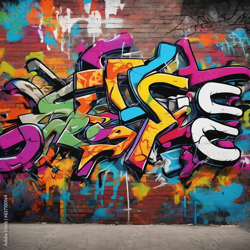 Graffiti on the wall. Generative AI. © Anna