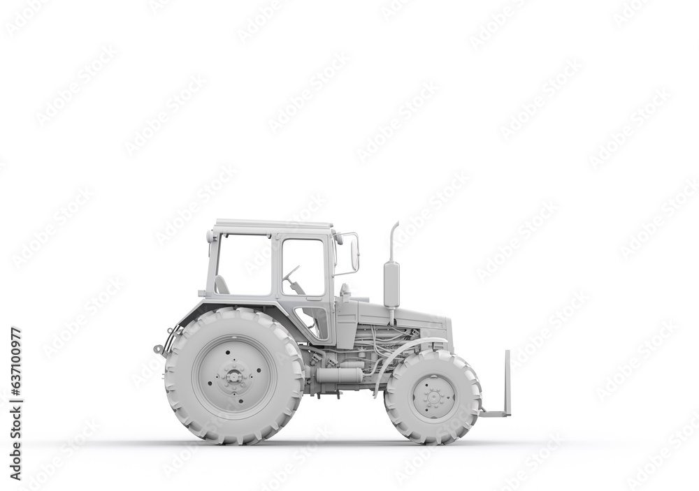 Agricultural tractor isolated on white background.