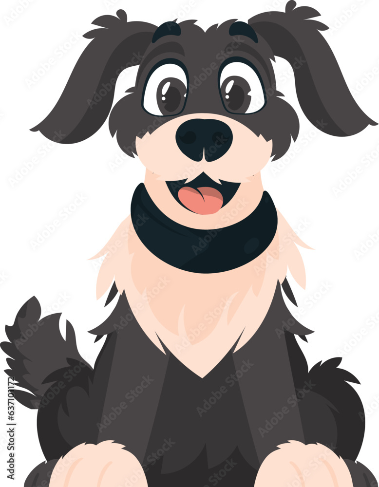 Fototapeta premium Entertainingbeat dim pooch. Smiling canine. Cartoon style, Vector Illustration