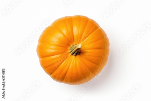 orange pumpkin isolated on white, top view