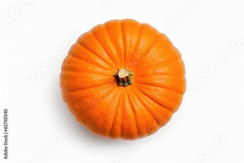 orange pumpkin isolated on white, top view