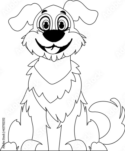 Adroitly puppy in a encourage shape, remarkable for children's coloring books. Cartoon style, Vector Illustration