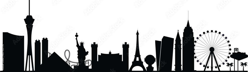 Obraz premium Dynamic Las Vegas City Skyline Vector - Illuminate Your Design Projects