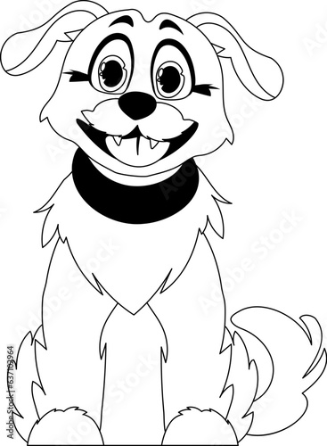 Skillfully puppy in a energize shape, pressing for children's coloring books. Cartoon style, Vector Illustration