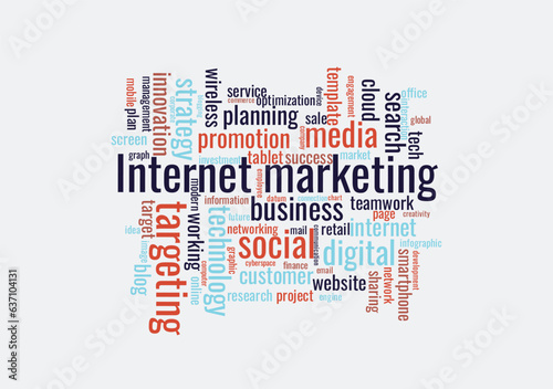 Illustration in the form of a cloud of words related to a internet marketing