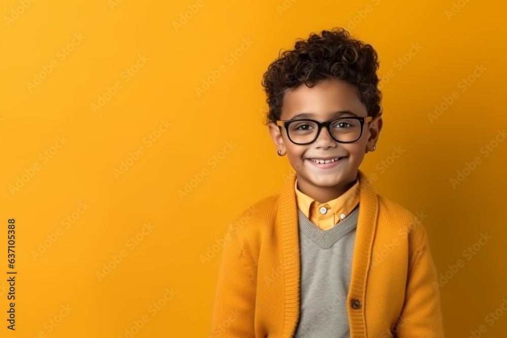 smiling african american boy in eyeglasses on yellow background smiling african american boy in eyeglasses on yellow background