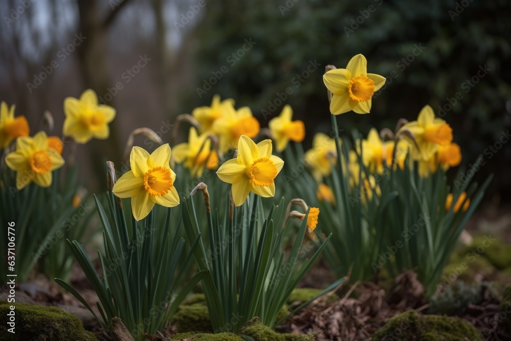 A vibrant bunch of yellow flowers blooming in a garden A vibrant bunch of yellow flowers blooming in a garden