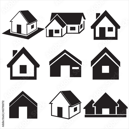 Houses icons set. Real estate.
