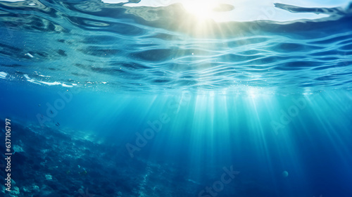 Aqua Adventure: Underwater Wave and Sun Reflections on Open Water