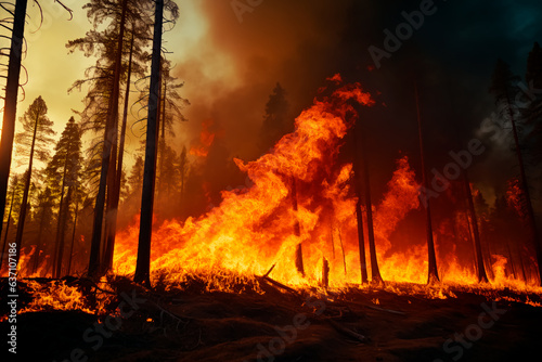 Large-scale forest. The forest is burning. Ecological disaster  natural cataclysm