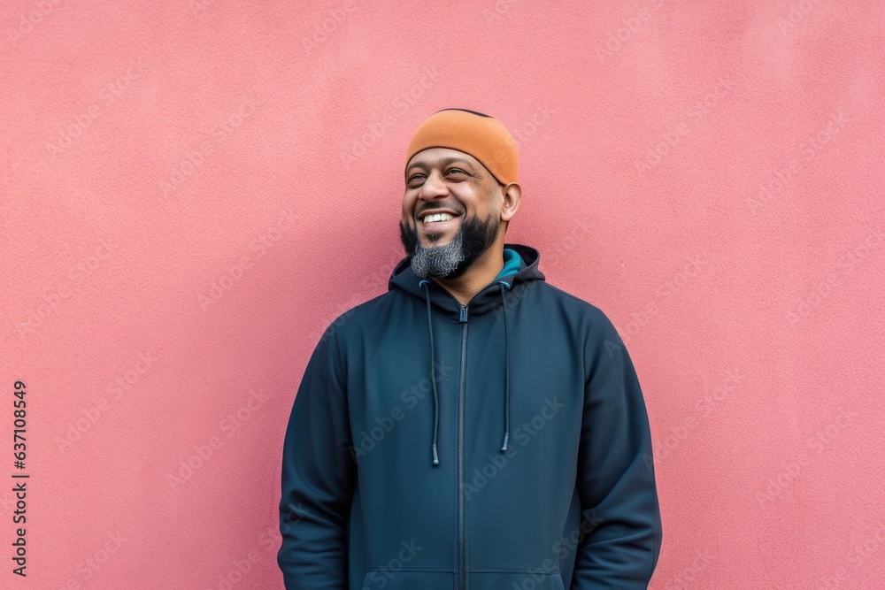 Portrait of a happy young man smiling against pink wall outdoors. Portrait of a happy young man smiling against pink wall outdoors.