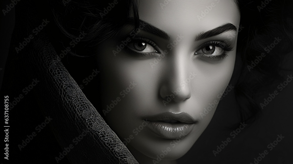 Face Portrait of beautiful woman in Black and White - AI Generated Face Portrait of beautiful woman in Black and White - AI Generated