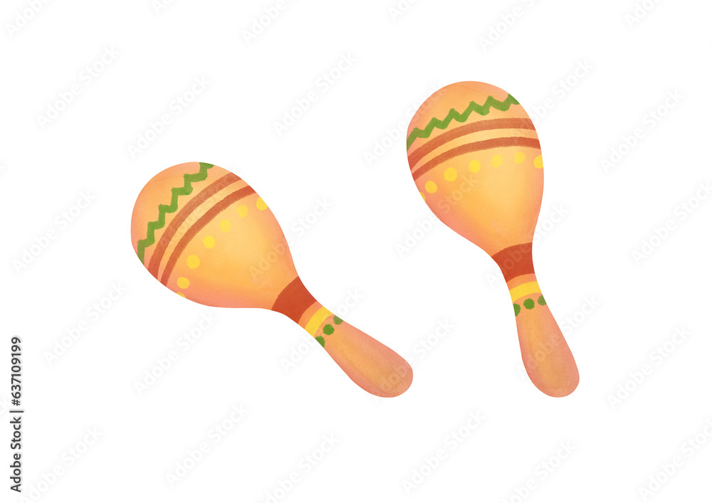 Mexican Musical instrument maracas. Mexican holiday attribute, maracas