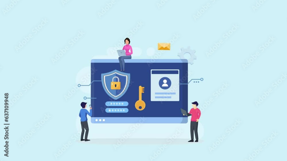 Online privacy, personal information data protection, internet security, computer security, 2d video animation 4k clip