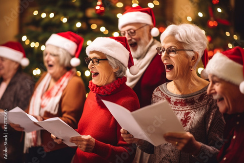 Seniors Singing Christmas Carols with Enthusiasm and Harmony , Christmas   photo
