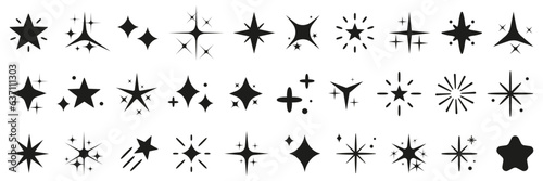 Sparkle shine star icons collection. Set of black stars icon. Stars sparkle icons for decoration design