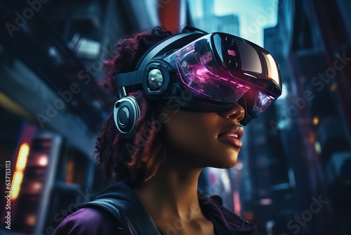 girl with glasses virtual reality.