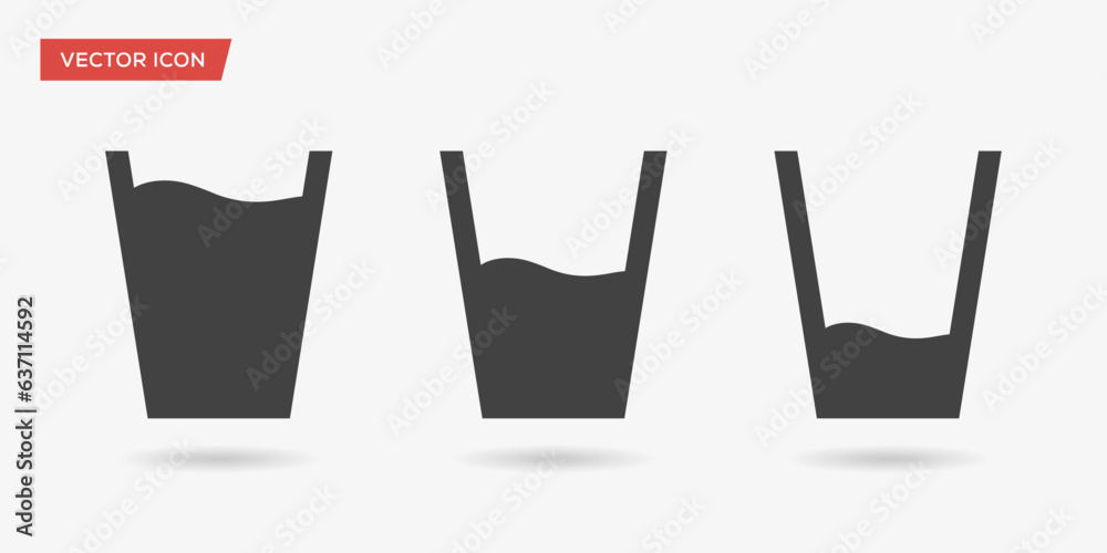 Glass and water icon set. Drink vector glyph flat icon Glass and water icon set. Drink vector glyph flat icon
