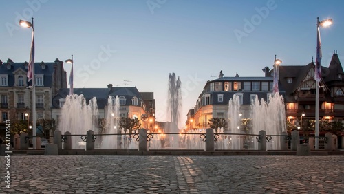 Fototapeta Naklejka Na Ścianę i Meble -  Tranquil fountain in the beautiful town of Deauville, France