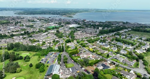 Panoramic bird's eye view of the city of Wexford, Ireland 4k photo