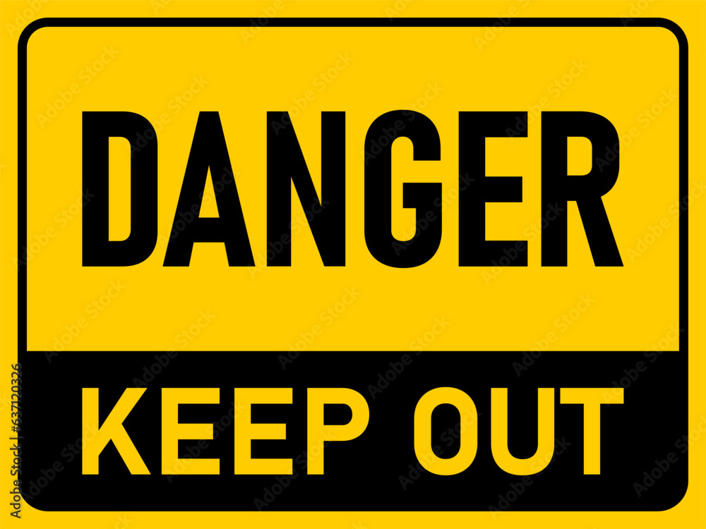 Warning Attention Caution Danger Keep Out Black and Yellow Sign Icon. Vector Image. Warning Attention Caution Danger Keep Out Black and Yellow Sign Icon. Vector Image.