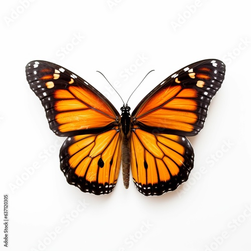AI generated illustration of a pinned butterfly isolated on white background