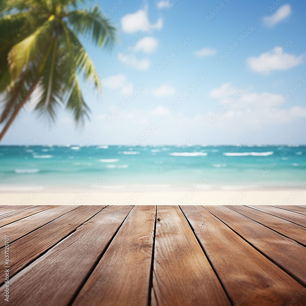 beach space on empty wooden