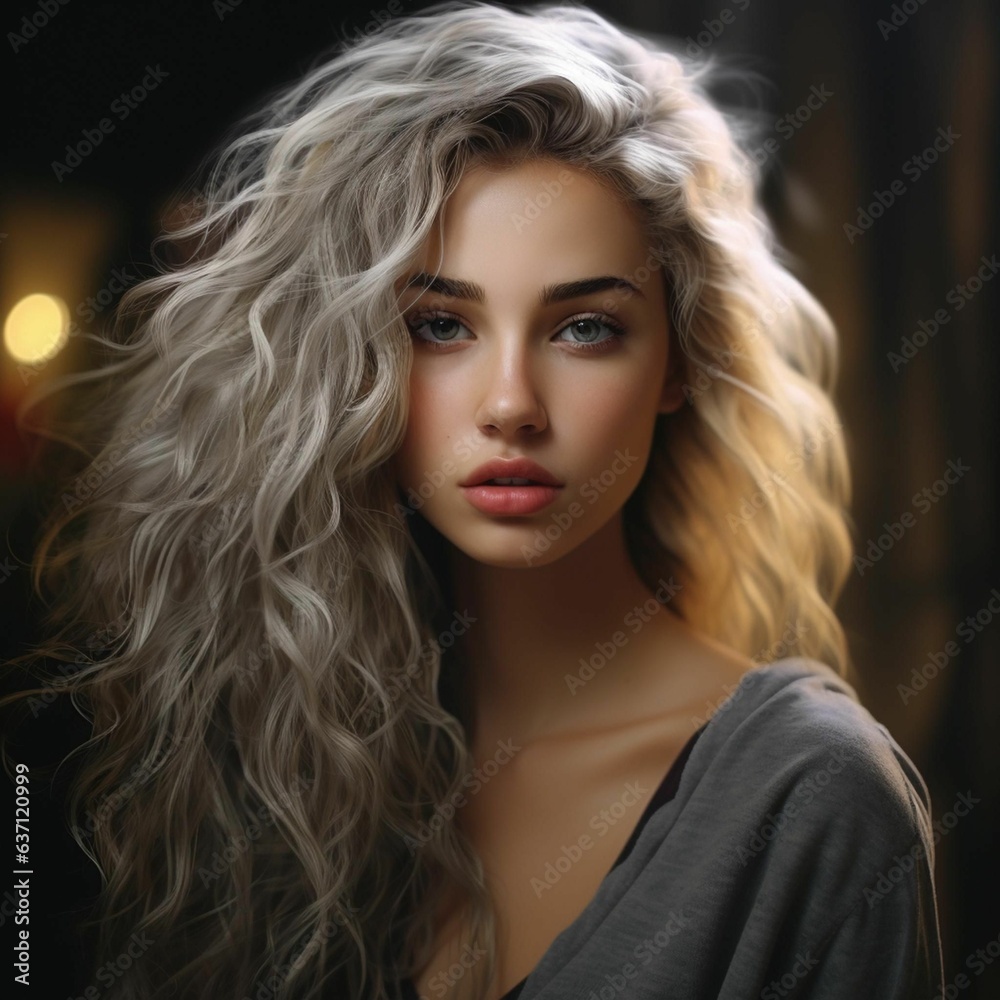 a beautiful young woman with long, flowing hair looking into the camera with a soft expression a beautiful young woman with long, flowing hair looking into the camera with a soft expression