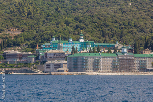 Panteleimonos medieval Monastery on Holy Mount Athos photo