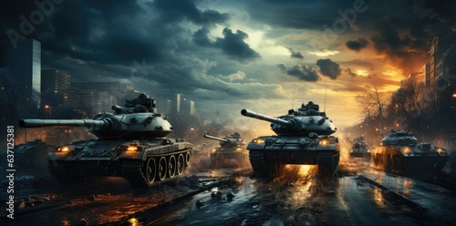 Tank battle on the streets of the ruined city © Gizmo