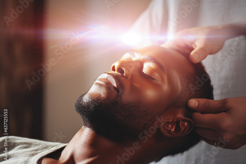 Man having energy healing treatment , Alternative medicine,spirituality concept