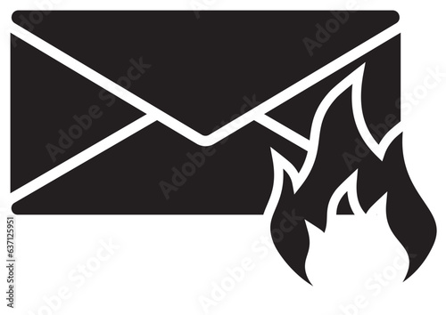 The burning envelope icon illustration symbolizing a burning envelope