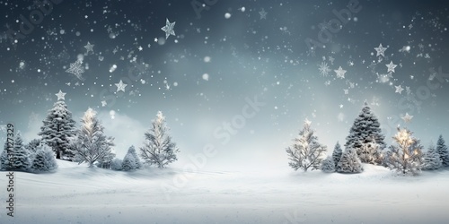 Winterlicher Banner Hintergrund mit Schnee und Tannenbaum. Weihnachtsbaum im Schnee als Hintergrundbild. Illustration zu Weihnachten und Winter. © Marco