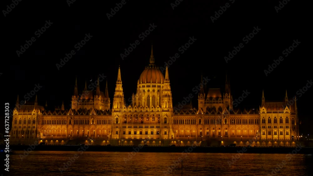 Night illumination of the Parliament in Budapest. Night illumination of sights in Europe. Night illumination of the Parliament in Budapest. Night illumination of sights in Europe.