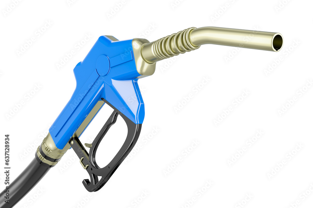 Gasoline pump nozzle, 3D rendering isolated on transparent background