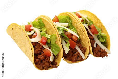 Three Beef Tacos Isolated o...