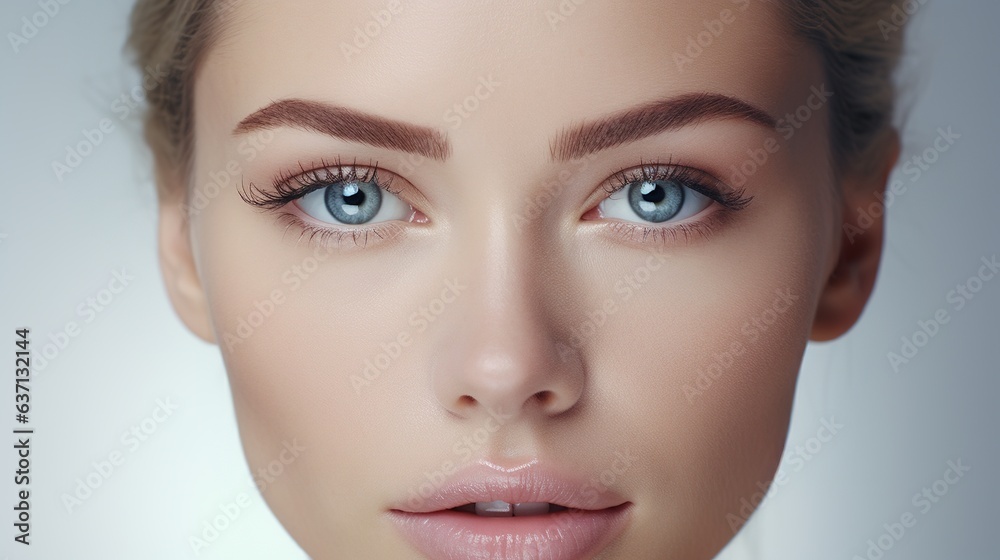 Beautiful female with healthy, clean skin and makeup Beautiful female with healthy, clean skin and makeup